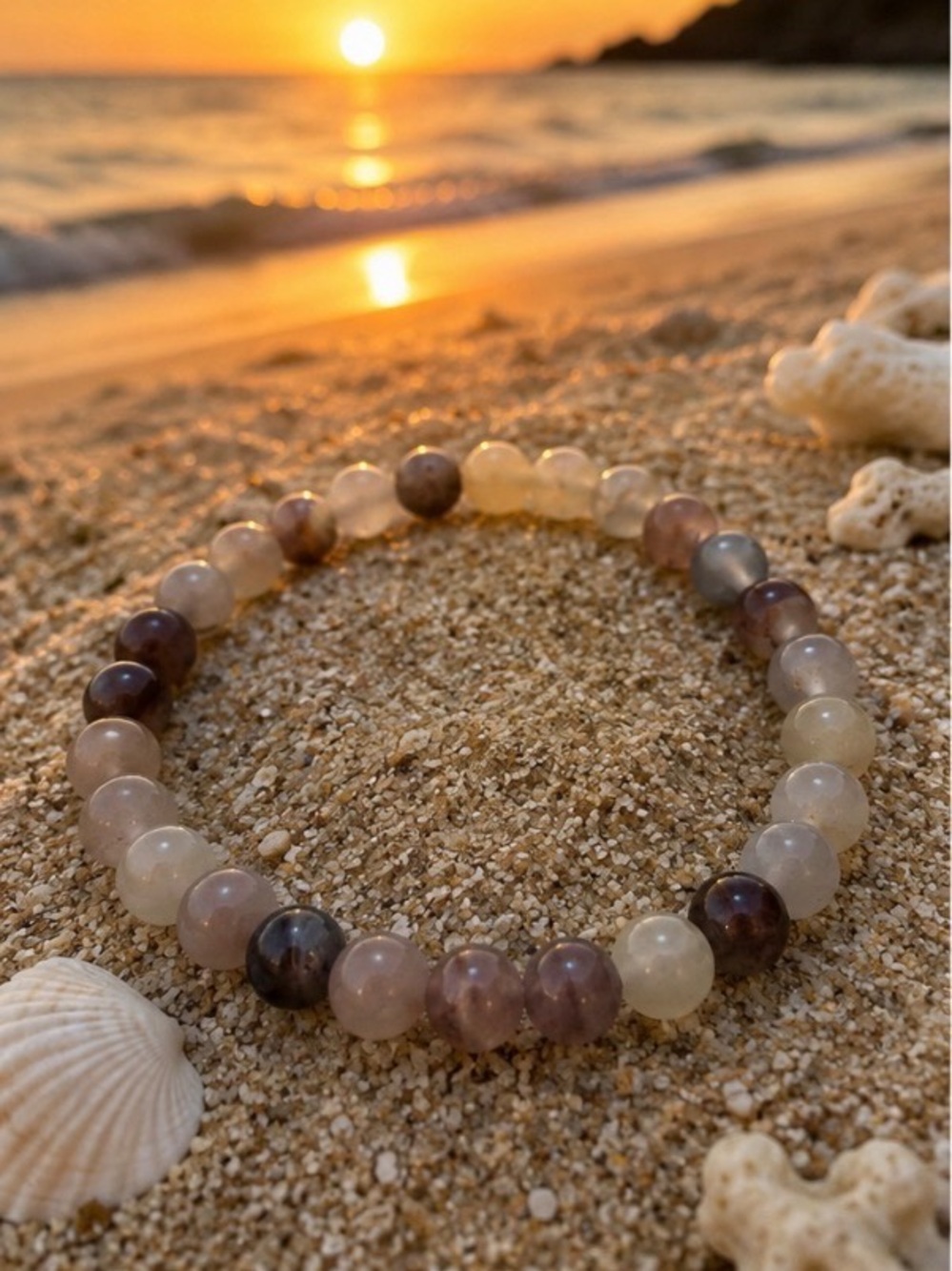 Moonstone Agate Stone Bracelet- 6mm- 6 inches